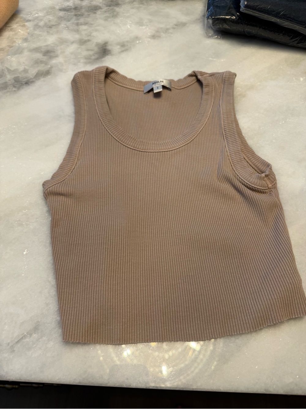 Agolde Ribbed Tank Top in Taupe